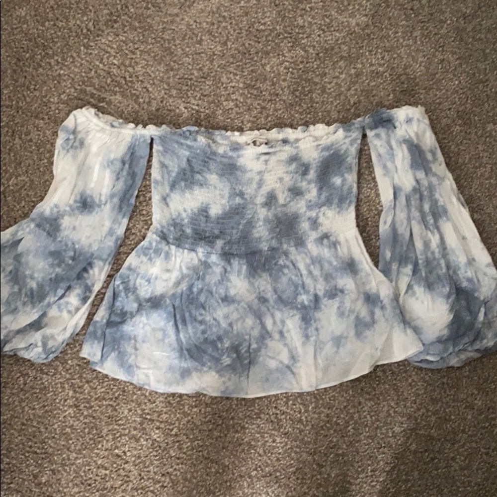 Off the shoulder tie dye shirt
